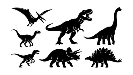 Dinosaur Silhouettes Set: Flat Vector Icons for Branding © Stock Master 