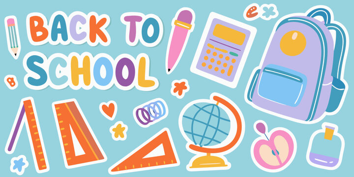 School Supplies Illustration With Backpack Pencil And Globe