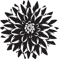 Fototapeta premium Dahlia flower silhouette isolated black and white icon with silhouette