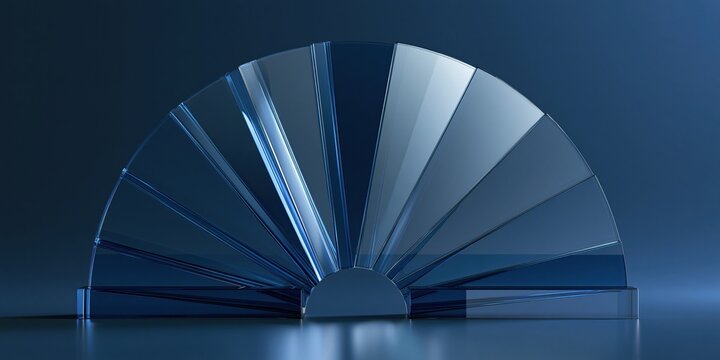 Abstract blue data visualization tunnel with radial light beams
