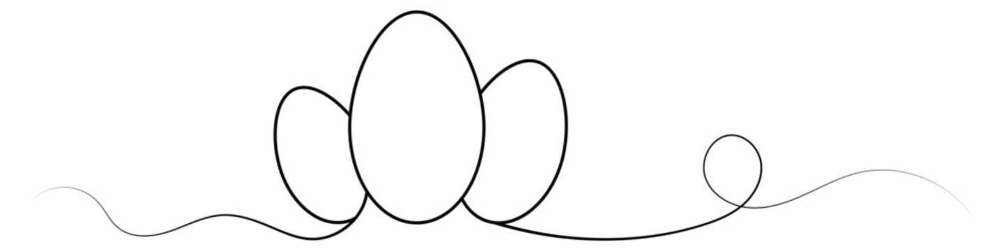 Egg line art, one line drawing of egg shape. Easter for spring design in linear style. Editable stroke. Vector illustration.