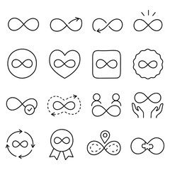 Obraz premium Infinity Symbol Collection Set. A series of loop icons representing eternity, continuous cycles, and everlasting connection. Perfect for themes of unity and timelessness.