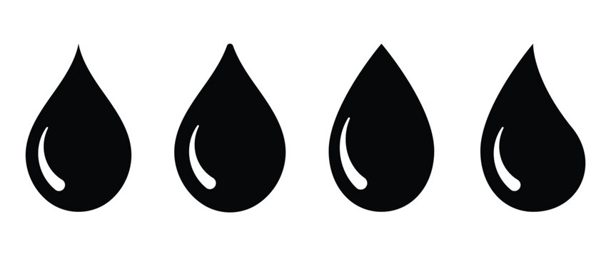 Water Drop Icon Set &ndash; Raindrop, Liquid Droplet & Hydration Symbol Vector Collection