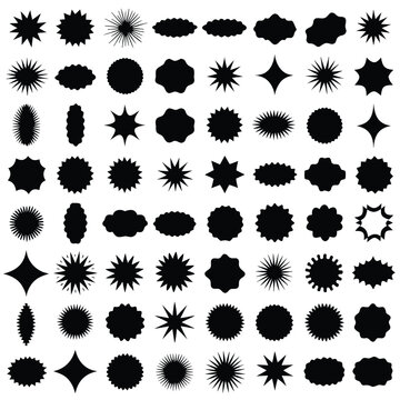 Retro Starburst Sparkle Jagged Sticker Badge Silhouette Vector Element Kit