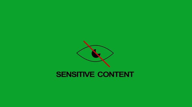 sensitive content warning, viewer discretion screen, restricted message overlay, caution display animation, content alert background