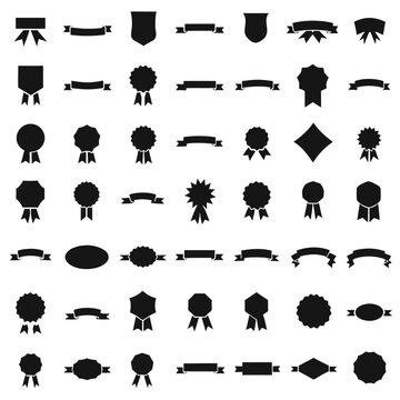 Vintage Ribbon Banner Badge Silhouette Vector Shape Set