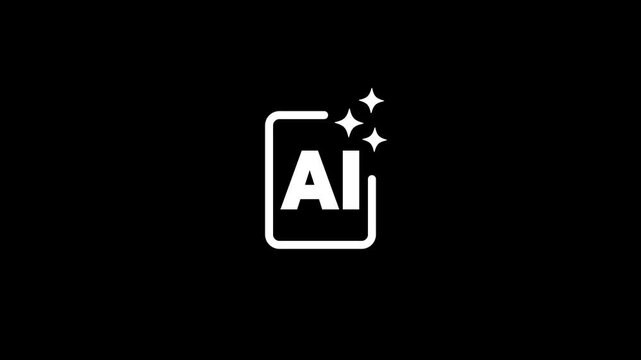 computer chip with AI text and sparkling stars on a white background artificial intelligence.A clean and modern AI design icon featuring a glowing shine effect.