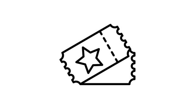 Ticket coupon animated icon for event, trip, entertainment, motion picture, movie, travel, concert show, entry, admission and other