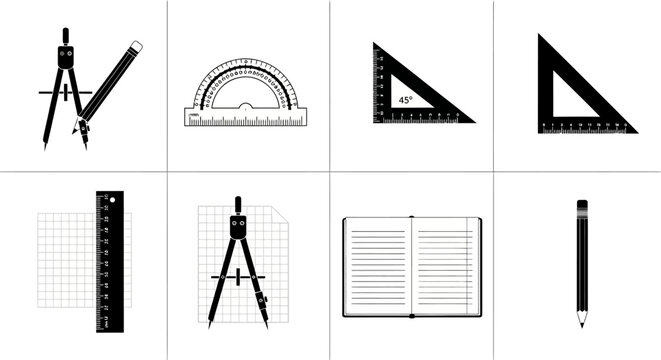 Geometry and Drafting Tool Icon Set