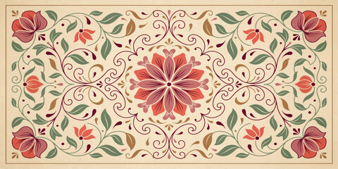 Abstract seamless floral vector wallpaper with vintage ornamental flowers, leaves, swirls and decorative nature pattern design © Razu Ahmed Emran 2