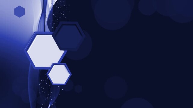 Abstract background with layered hexagons wavy light accents and sparkles animation