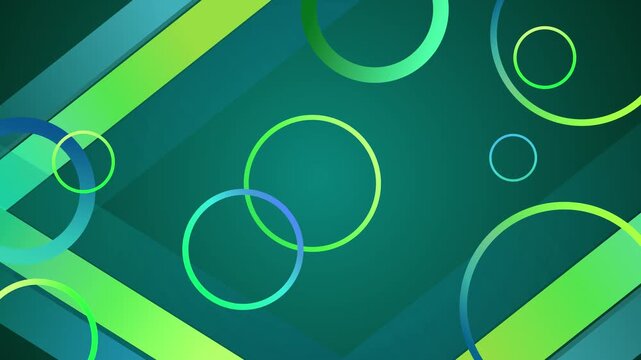Abstract geometric background with diagonal stripes and overlapping gradient rings animation