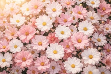 Fototapeta premium Sunlit daisies in full bloom.