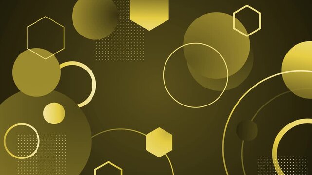 Abstract background with gradient circles hexagons and dotted patterns animation