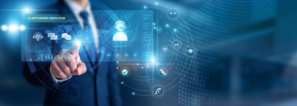 Support hand touch virtual screen Customer Service. Help desk. Excellent customer service builds brand trust by resolving user issues quickly and kindly. Professional assistance for clients.