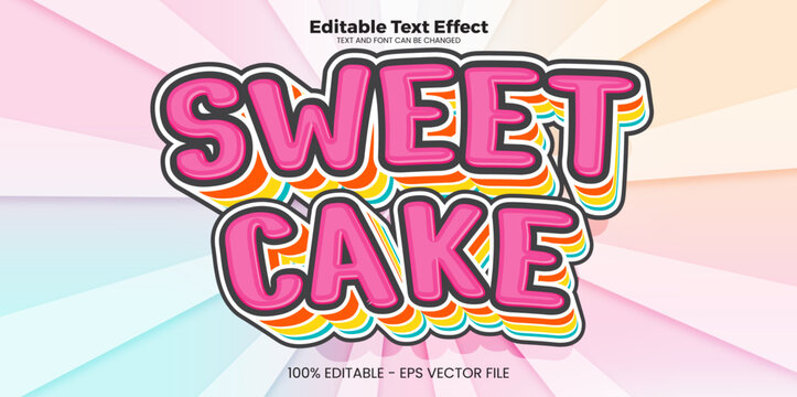 Sweet cake editable text effect in modern trend style