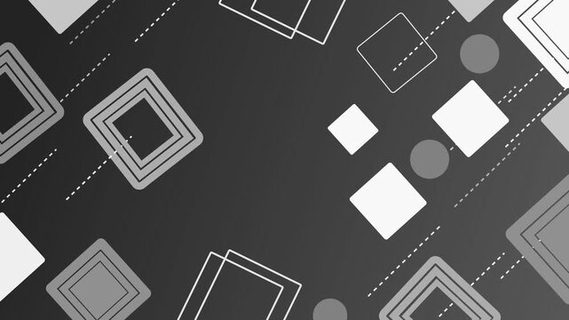 Abstract geometric background with overlapping squares and circles animation