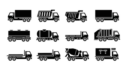 Industrial Truck and Commercial Vehicle Icon Set © Benu