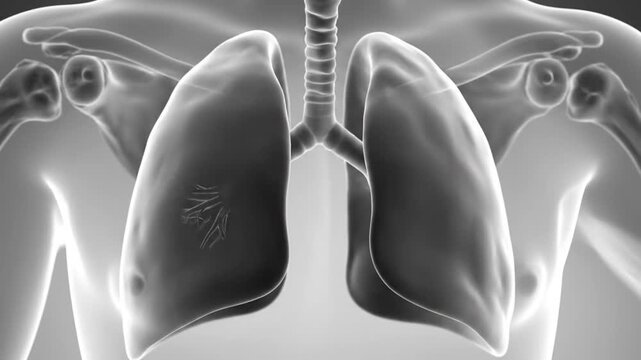 Monochrome lungs and airway in medical X ray style