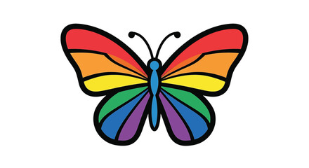 Colorful Rainbow Butterfly Illustration Graphic. © Sukaji