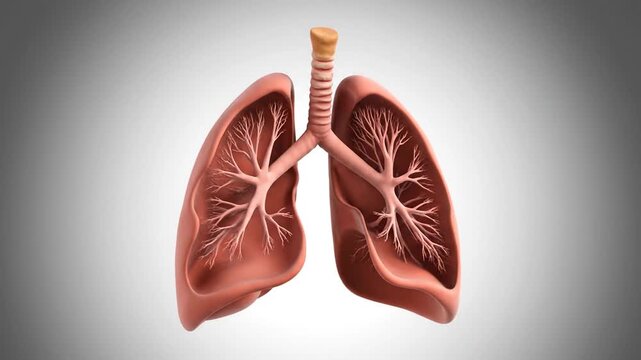 Anatomical lungs with detailed bronchi medical animation