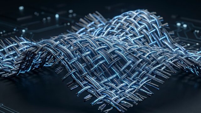 Futuristic Cyberpunk Smart Fabric Texture &ndash; Hi-Tech Woven Mesh 3D Render