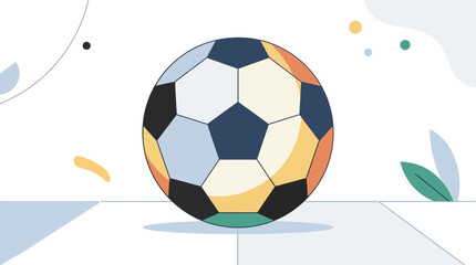 Fototapeta premium Abstract Geometric Soccer Players Illustration with Colorful Football 