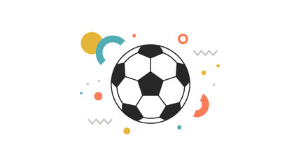 Fototapeta premium Colorful Vector Soccer Ball Illustration with Geometric Shapes and Abstract Design Elements 