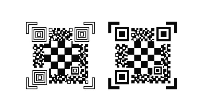 Black and white qr code close up with detailed pattern