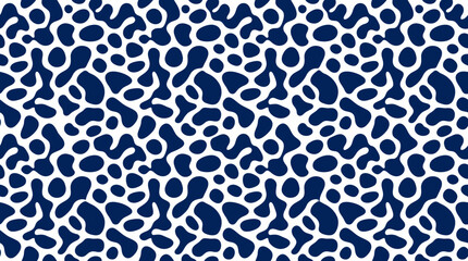 Obraz premium Blue organic blob cell pattern on white background.
