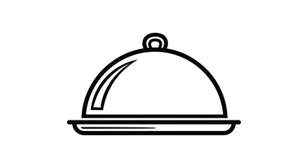 Fototapeta premium Simple line drawing of a covered serving tray or cloche