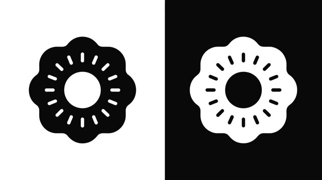 Decorative floral ornament icon with symmetrical circular pattern design