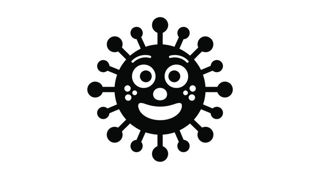 Cute smiling virus character icon isolated on simple background