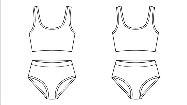 Sports Bra and High-Waisted Bikini Bottoms with Double-Layered Design Featuring Athletic Wear, Swimwear, Fitness Clothing with Workout Outfit