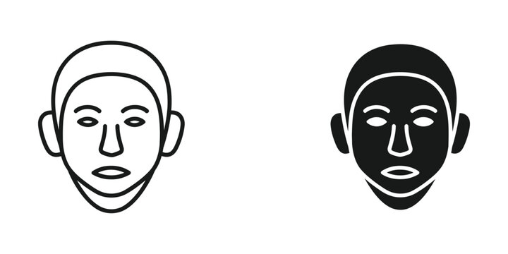 Minimalist Line Art Portrait of Two Faces Side by Side in Black and White Illustration