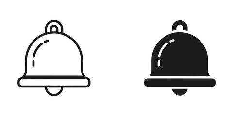 Fototapeta premium Two Simple Bell Icons Vector Line Art Illustration Minimalist Design