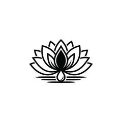 Fototapeta premium Minimalist Lotus Flower Logo with Water Droplet.