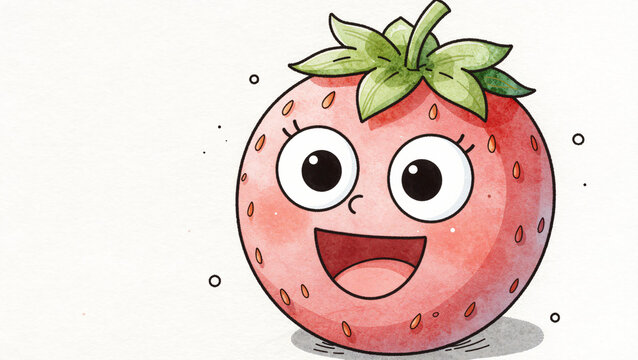 Aquarell Illustration einer fr&ouml;hlichen Erdbeere