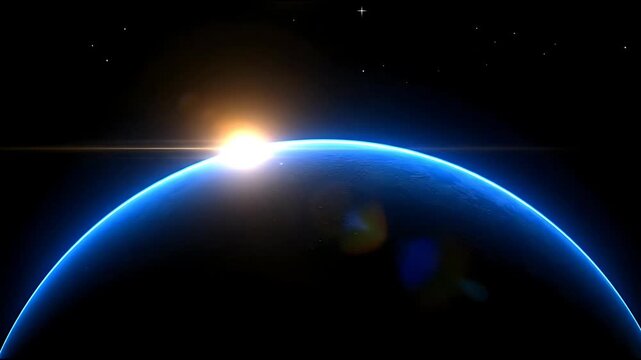 Earth from space with sun.