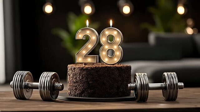 Birthday cake with dumbbells 28.