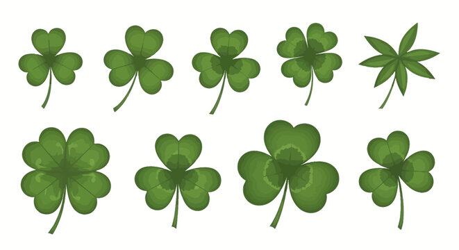 Collection of green clover leaves on for st patricks day