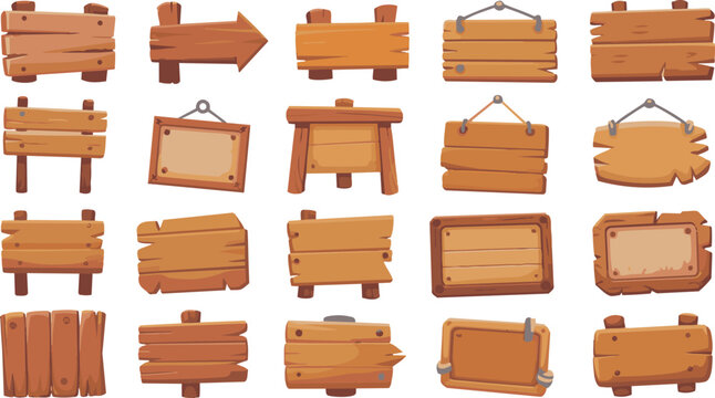 A set of wooden boards and frames in vector format, ideal for restaurant menus, signboards, and vintage-style designs. v8