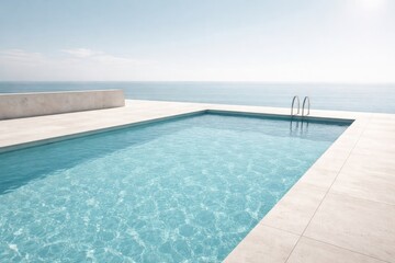 Fototapeta premium Serene infinity pool ocean view.