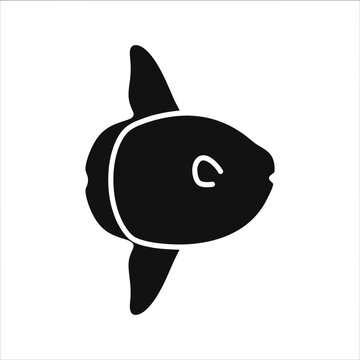 Ocean sunfish silhouette graphic icon with silhouette underwater wildlife