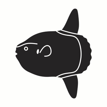 Sunfish silhouette graphic minimalist illustration with silhouette, underwater