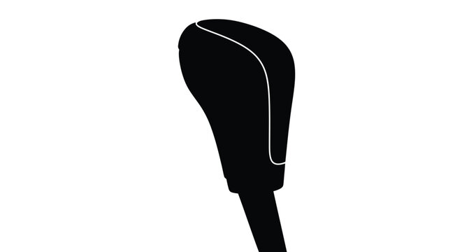 Gear shift knob silhouette against a white background gearstick lever