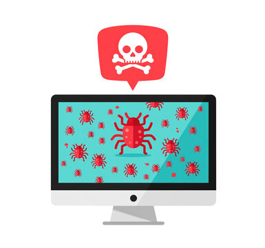 Digital warning of virus infection on computer screen