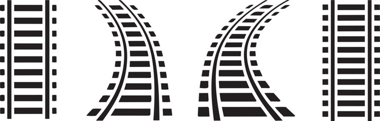 Fototapeta premium Railway train track vector route. Rail pattern round circular curve railroad path icon