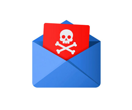 Pirate malware email icon with skull and crossbones