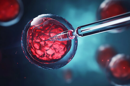 In Vitro Fertilization Procedure and Embryo Development Medical Illustration.
